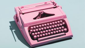 Máquina de escrever usada para simbolizar a ideia retrô, porém atual de ter um blog.